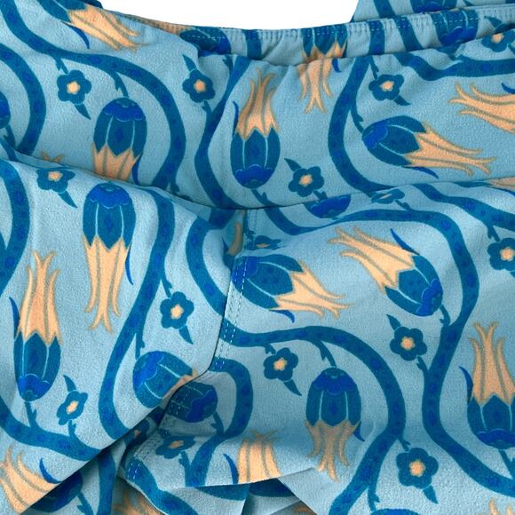 LulaRoe Funky Floral leggings Blue Yellow One Size Fits Most - Picture 4 of 9